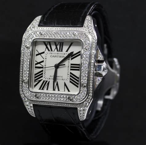 cartier santos 100 diamond replica|cartier watch santos 100 price.